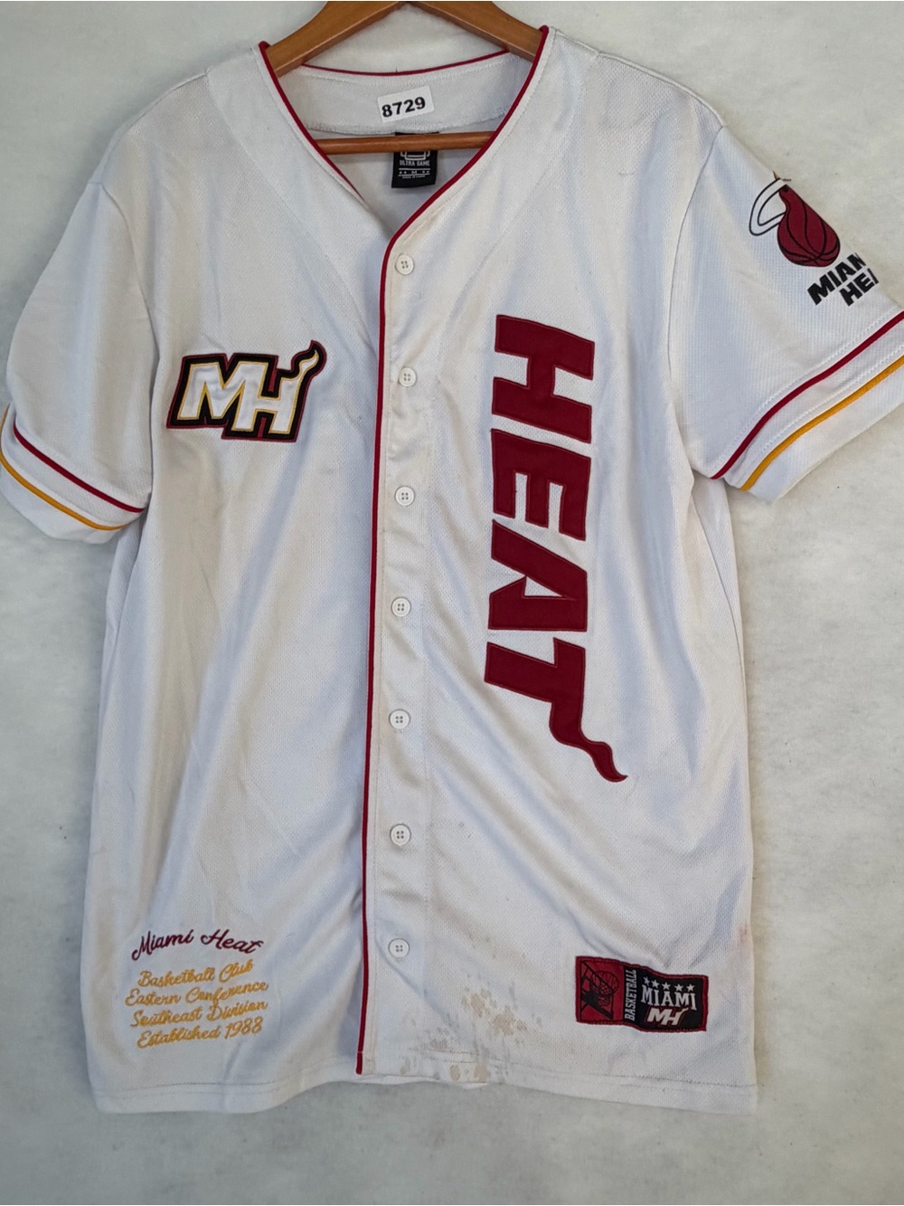 Ultra GAME Miami Heat NBA Jersey White Mesh Button-Front Men M 8729